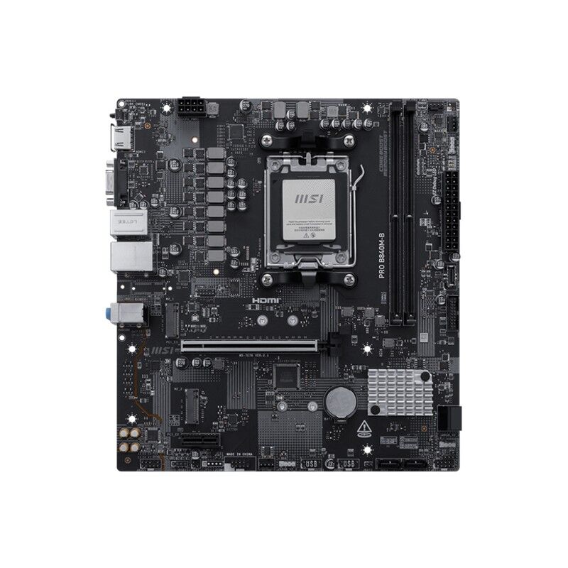 MSI PRO B840M-B DDR5 8000MT/S 1XHDMI 2XM.2 USB-C AM5 MATX (AMD AM5 9000/8000/7000 SERİLERİ İLE UYUMLU)